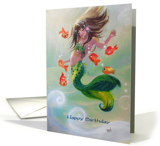 Cute Mermaid art, Happy Birthday card (1277938)