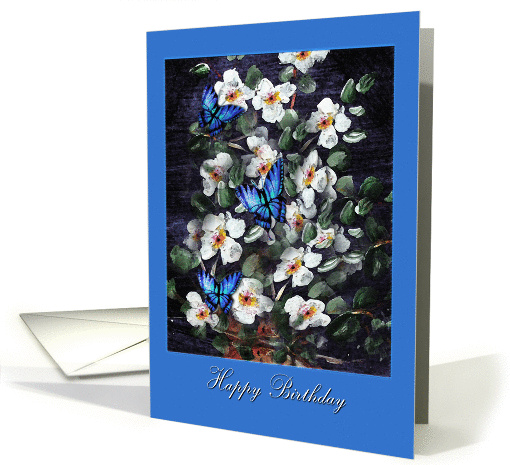 Painted Butterflies on Dogwood, Happy Birthday card (1293288)