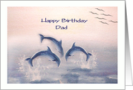 Birthday to Dad, Jumping Dolphins painting card