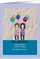 Happy Birthday to my Twin Sister, Balloons, Blank card