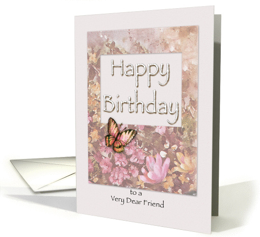 Fall Flowers and Butterfly, Happy Birthday to friend card (1317010)