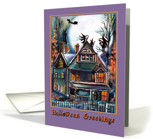 Haunted House, Witches, bat, Halloween Greetings card (1321244)