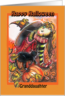 Sleeping Little Witch, Happy Halloween to Granddaughter, Blank inside card
