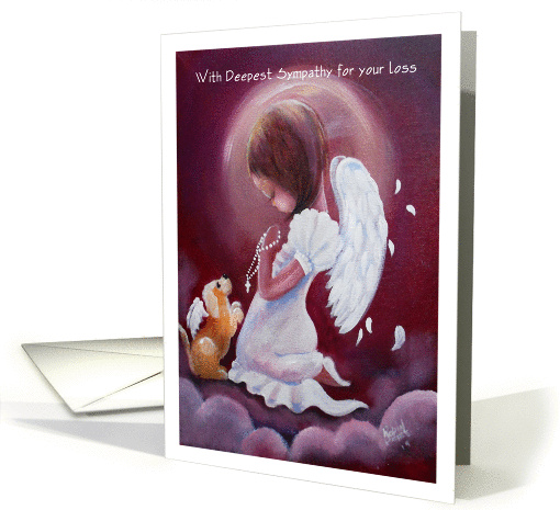 Sympathy for loss of Dog, Angel and puppy card (1339832)
