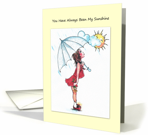 Little girl under umbrella, Blank card (1365880)