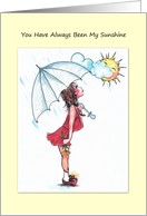 Little girl under umbrella, Blank card