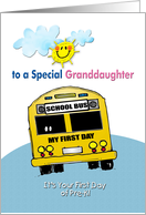 For Granddaughter School Bus first day of Pre-K blank card