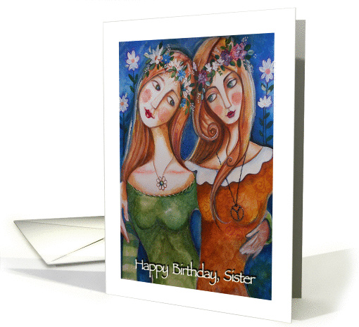 Happy Birthday Sister, Flower girls, Blank card (1394346)