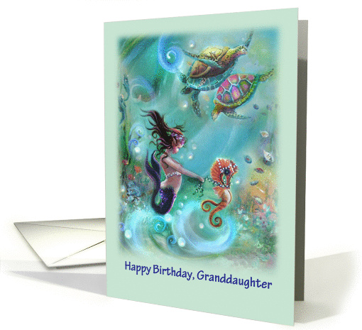 Mermaid and Sealife, Happy Birthday to Granddaughter card (1443870)