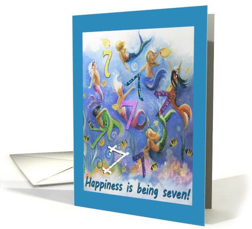 Seven Little Mermaids, 7 year old Birthday card (1515234)