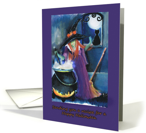 Witch, Cat and Caldron, Halloween card (1545228)