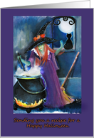 Witch, Cat and Caldron, Halloween card