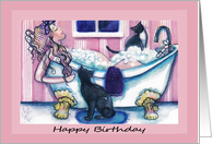 Happy Birthday, Lady in the Tub and Cats card
