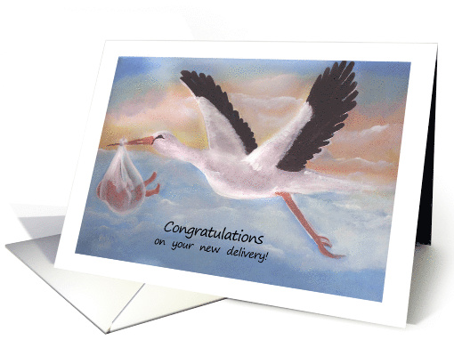 Congratulations, New baby, Stork and Baby card (1597826)