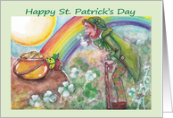 Happy St. Patrick,s Day, leprechaun and fairy card