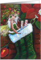 Fairy in a Christmas stocking card