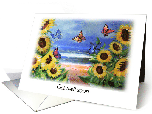 Get Well Soon Butterflies and Sunflowers card (1947116)