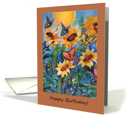 Happy Birthday Butterflies and Sunflowers Sunshine Sun card (1949860)