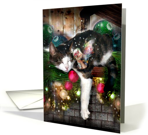 Sleeping Kitty & Faery Holiday card (709930)
