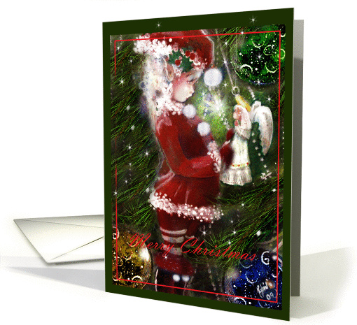 Santa's Little Helper , Festive Christmas Art card (712905)
