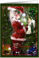 Santa’s Little Helper , Festive Christmas Art card