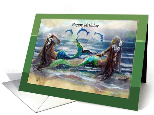 Mermaids & Dolphins, Happy Birthday card (724619)