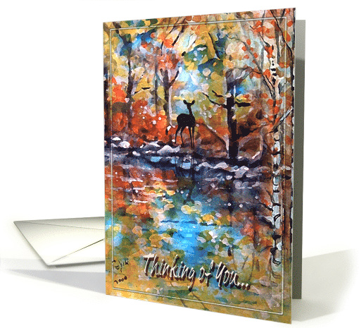 Pretty Fall Scene Art Card, Thinking of you, BLANK card (735886)