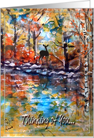 Pretty Fall Scene Art Card, Thinking of you, BLANK card