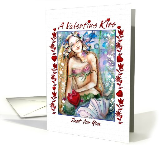 Kissing Fish & Mermaid Art, Valentine Kiss card (735900)