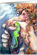 Mermaid and Sea Horse Art card