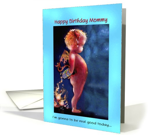 Happy Birthday Mommy,Whimsical Devil Art card (743703)