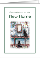 Cats in the Bathroom, Humor, New Home Congratulations card