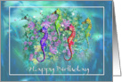A Colorful Sea Horse Bouquet Birthday card