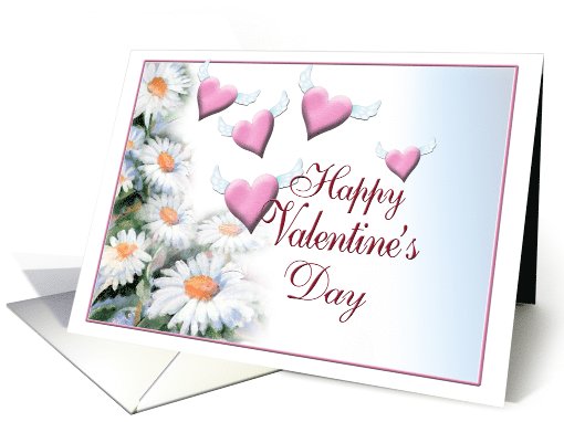 Flying Hearts & Daisies, Valentine ART card (749471)