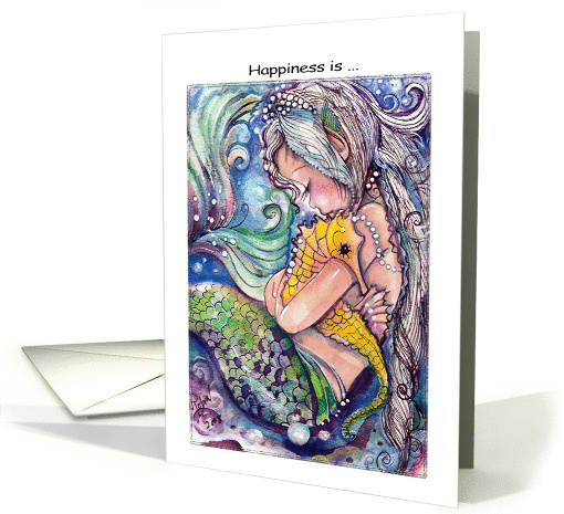 Mermaid and SeaHorse Hugs, Happiness is card (755013)