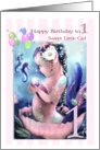 Birthday ,One Year Old Girl, Mermaid Theme card