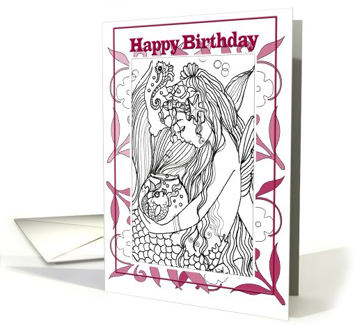 Color Me Mermaid, Happy Birthday ART card (762196)