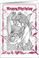 Color Me Mermaid, Happy Birthday ART card