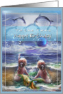 Twins Birthday, Mermaid themed ART card