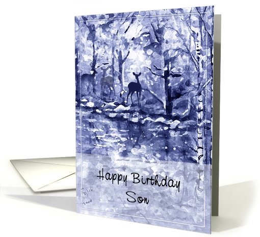 Blue Deer Art, Birthday to Son card (765440)