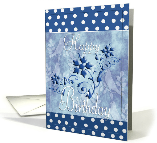 Polka Dots and Florals, Happy Birthday, Blank card (766772)