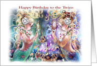 Happy Birthday Twins, Mermaid Themed ART card