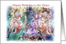 Happy Birthday Twins, Mermaid Themed ART card