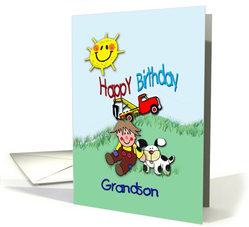 Birthday for young Grandson, Cute card (783912)