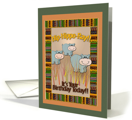 Happy Hippos, Whimsical Birthday Art card (784569)