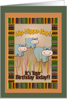 Happy Hippos, Whimsical Birthday Art card