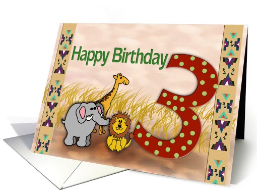 3 Year OLD, Birthday, Jungle Theme card (785656)