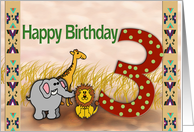 3 Year OLD, Birthday, Jungle Theme card