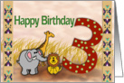 3 Year OLD, Birthday, Jungle Theme card