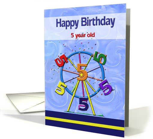 Colorful Ferris Wheel, 5 Year old Birthday card (786844)